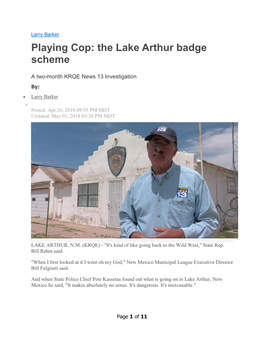 Playing Cop: the Lake Arthur Badge Scheme