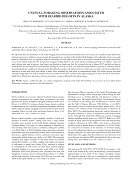 Unusual Foraging Observations Associated with Seabird Die-Offs in Alaska