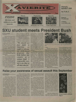 SXU Student Meets President Bush by Saul Castenada Cated in Colorado, As a "Little Slice the Preservation of National Parks