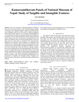 Kumarsambhavam Panels of National Museum of Nepal: Study of Tangible and Intangible Features