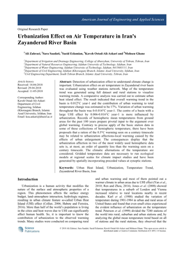 Urbanization Effect on Air Temperature in Iran's Zayanderud River Basin