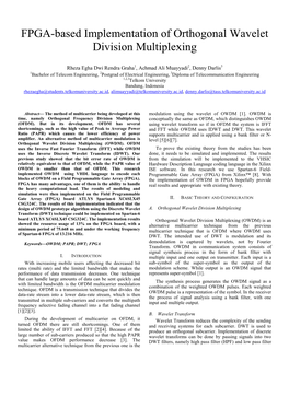 FPGA-Based Implementation of Orthogonal Wavelet Division Multiplexing