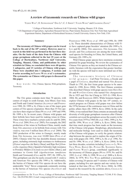 A Review of Taxonomic Research on Chinese Wild Grapes