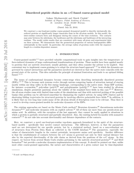 Disordered Peptide Chains in an {\Alpha}-C-Based Coarse-Grained