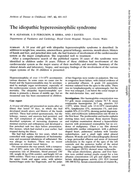 The Idiopathic Hypereosinophilic Syndrome