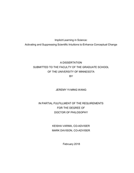 Implicit Learning in Science: Activating and Suppressing Scientific Intuitions to Enhance Conceptual Change