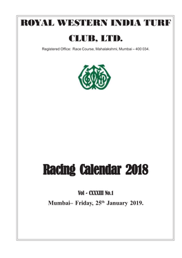 Racing Calendarcalendar 20182018