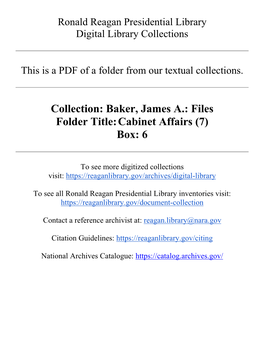 Baker, James A.: Files Folder Title: Cabinet Affairs (7) Box: 6