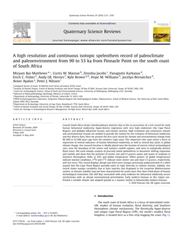 A High Resolution and Continuous Isotopic Speleothem Record Of