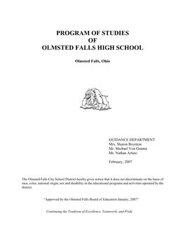 Program of Studies of Olmsted Falls High School