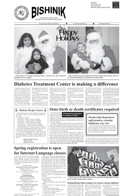 Diabetes Treatment Center Is Making a Difference Sharon Passmore, Director of Lished, All the Diabetics Had Out- Diabetics Suffer From