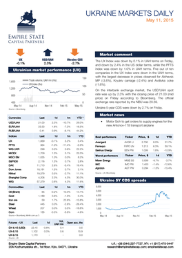 UKRAINE MARKETS DAILY May 11, 2015