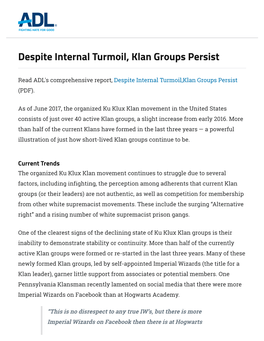 Despite Internal Turmoil, Klan Groups Persist