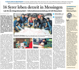 LOKALES 14 Syrer Leben Derzeit in Messingen