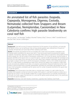 An Annotated List of Fish Parasites