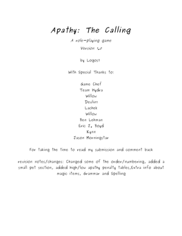 Apathy: the Calling
