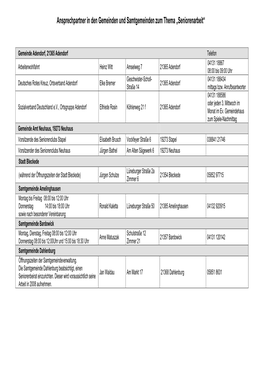 Seniorenarbeit Liste Ansprechpartner