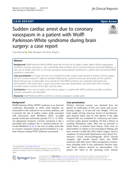 Sudden Cardiac Arrest Due to Coronary Vasospasm in a Patient with Wolff