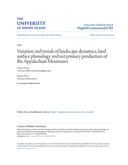 Variation and Trends of Landscape Dynamics