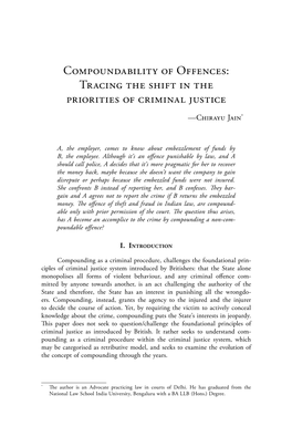 Compoundability of Offences: Tracing the Shift in the Priorities of Criminal Justice