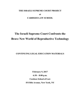 The Israeli Supreme Court Confronts the Brave New World of Reproductive Technology