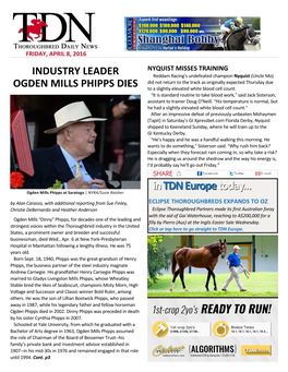 Industry Leader Ogden Mills Phipps Dies