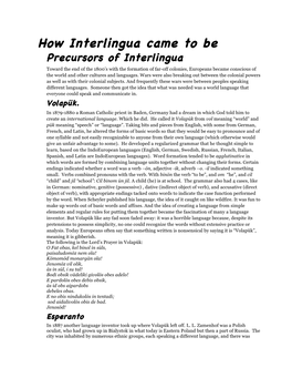 Precursors of Interlingua
