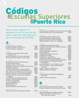 Códigos Escuelas Superiores