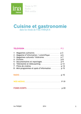 Cuisine Et Gastronomie Dans Les Fonds De L’Ina THEQUE