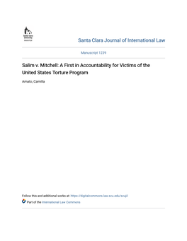 Salim V. Mitchell: a First in Accountability for Victims of the United States Torture Program