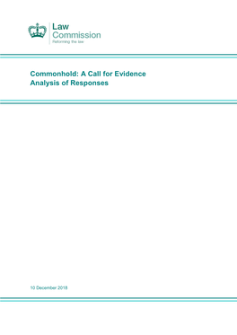 Commonhold: a Call for Evidence Analysis of Responses