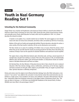 Youth in Nazi Germany, Reading Set 1