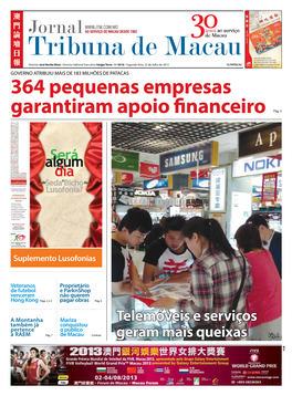 364 Pequenas Empresas Garantiram Apoio Financeiro