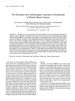 The Estrogenic and Antiestrogenic Activities of Droloxifene in Human Breast Cancers