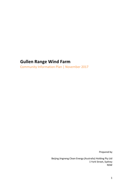 Gullen Range Wind Farm Community Information Plan | November 2017