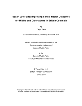 Improving Sexual Health Outcomes for Midlife and Older Adults in British Columbia