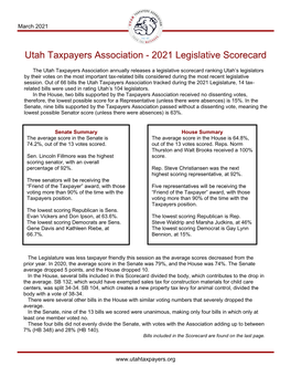 2021 Legislative Scorecard