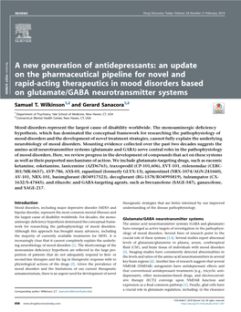 A New Generation of Antidepressants: an Update on the Pharmaceutical