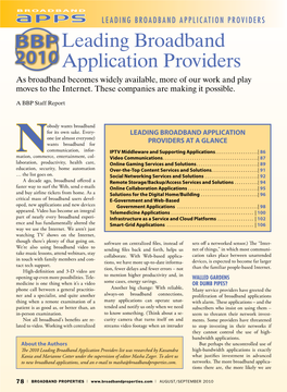 Leading Broadband Application Providers BBP 2010
