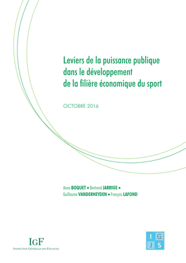 Leviers De La Puissance Publique Dans Le Développement De La Filière Économique Du Sport