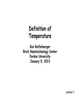 Definition of Temperature