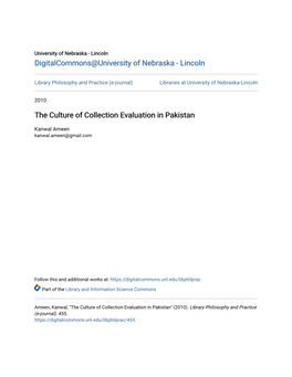 The Culture of Collection Evaluation in Pakistan