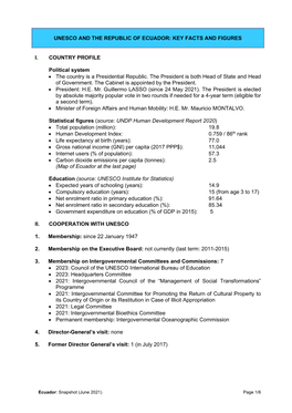 Unesco and the Republic of Ecuador: Key Facts and Figures