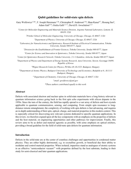 Qubit Guidelines for Solid-State Spin Defects Gary Wolfowicz1,2*†, F