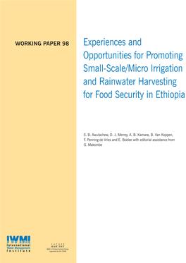 Experiences and Opportunities for Promoting Small-Scale/Micro Irrigation and Rainwater Harvesting for Food Security in Ethiopia