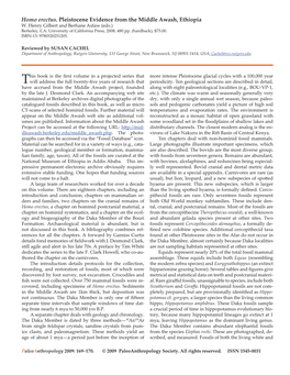 Homo Erectus. Pleistocene Evidence from the Middle Awash, Ethiopia W