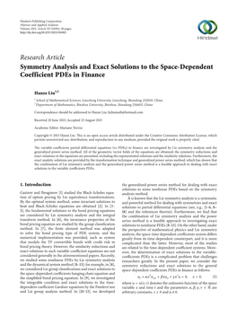 Symmetry Analysis and Exact Solutions to the Space-Dependent Coefficient Pdes in Finance