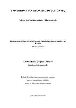 The Discourse of Terrorism in Ecuador: León Febres-Cordero and Rafael Correa Artículo Académico