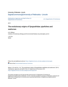 The Evolutionary Origins of Syngnathidae: Pipefishes and Seahorses