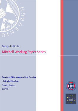 Services, Citizenship and the Country of Origin Principle ∗ Gareth Davies